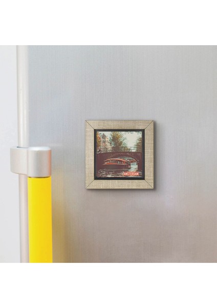 Amsterdam Görseli Baskılı Mdf MAGNETKRG-016BUZDOLABI Süsü