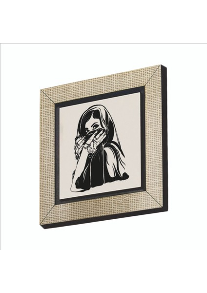 Peçeli Kadın Çizimi Baskılı Mdf MAGNETKRG-090BUZDOLABI Süsü