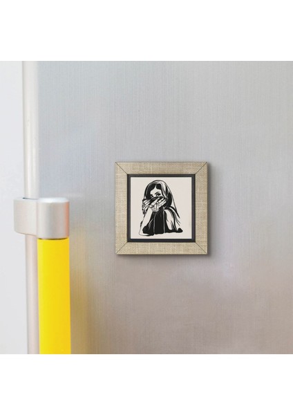 Peçeli Kadın Çizimi Baskılı Mdf MAGNETKRG-090BUZDOLABI Süsü modelleri