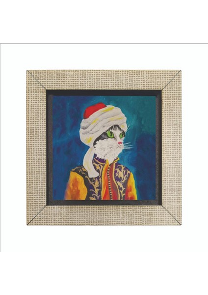 Sarıklı Osmanlı Kedisi Baskılı Mdf MAGNETKRT-067BUZDOLABI Süsü