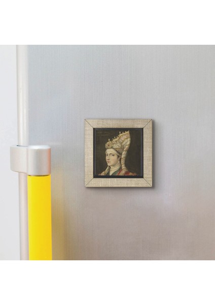 Hürrem Sultan Portre Çizim, Titian Baskılı Mdf MAGNETKRT-095BUZDOLABI Süsü