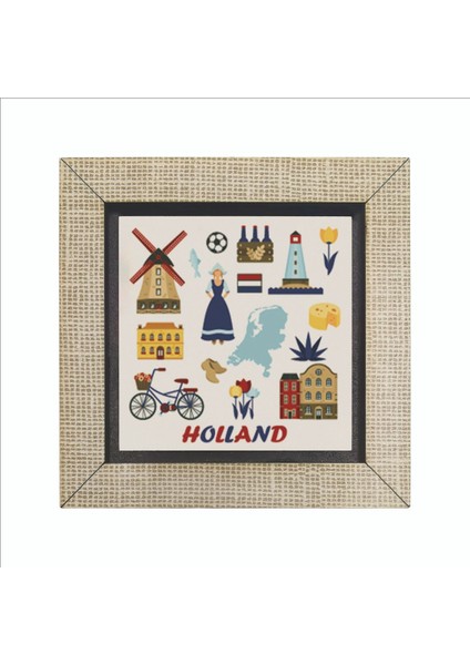 Hollanda Sembolleri Baskılı Mdf MAGNETKRG-023BUZDOLABI Süsü