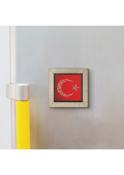 Kelime-I Tevhid Hilal Besmele Yıldız Baskılı Mdf MAGNETKH-051BUZDOLABI Süsü modelleri