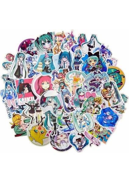 Altın Tarzı Adet Hatsune Anime Miku Karikatür Çıkartmalar Kaykay Laptop Kask Için Pvc Su Geçirmez Klasik Oyuncak Çocuk Doğum Günü Hediyeleri (Yurt Dışından)