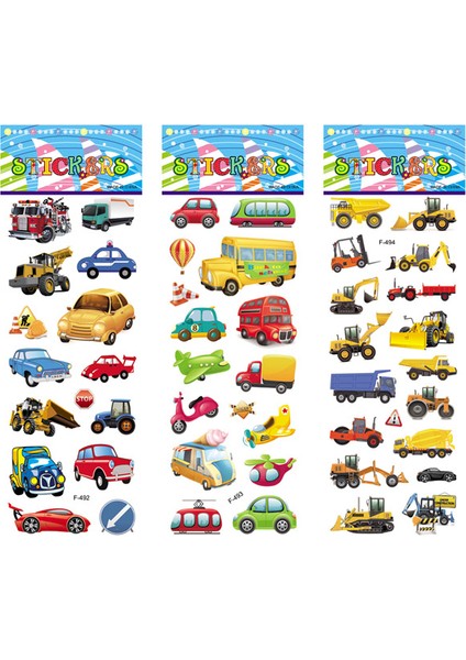 Sayı Harf Stili 12 Farklı Levha Karikatür Araba Sticker 3D Etiketler Oyuncaklar Çocuklar Için Uçak Araçlar Günlüğü Defter Dekorasyon Hediyeler (Yurt Dışından) fiyatları