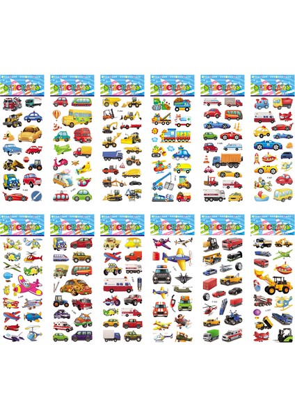 Sayı Harf Stili 12 Farklı Levha Karikatür Araba Sticker 3D Etiketler Oyuncaklar Çocuklar Için Uçak Araçlar Günlüğü Defter Dekorasyon Hediyeler (Yurt Dışından) modelleri
