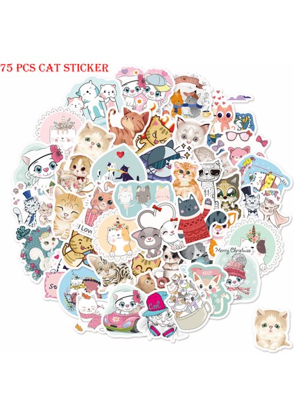 75 Adet Kedi Stili Adet Sevimli Çıkartmalar Çocuk Dizüstü Telefonu Kaykay Bagaj Dıy Karalama Defteri Grafiti Çıkartmaları Su Geçirmez Vsco Estetik Çıkartmalar (Yurt Dışından)
