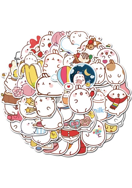 Pengfu Shop D-50 Adet Tarzı Adet Kawaii Tavşan Dıy Dekor Çıkartmalar Sopa Etiket Dizüstü Telefon Dizüstü Kaykay Çocuklar Hediye Bunny Sticker Çıkartması Klasik Oyuncak (Yurt Dışından)