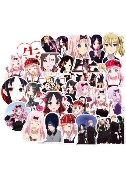 Hui Ye Tarzı Kaguya-Sama: Aşk Savaştır Anime Çıkartmaları Fujiwara Chika Shinomiya Kaguya Araba Çıkartmaları Dizüstü Bavul Kaykay Çıkartmaları (Yurt Dışından)