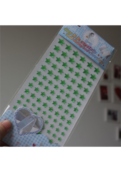Yeşil Stil Farklı Boyutlar, Karışık Renkler Kristal Akrilik Beş Köşeli Yıldız Çıkartmalar Çocuk Oyuncakları Kendinden Yapışkanlı Rhinestones Çıkartması Çocuklar (Yurt Dışından)