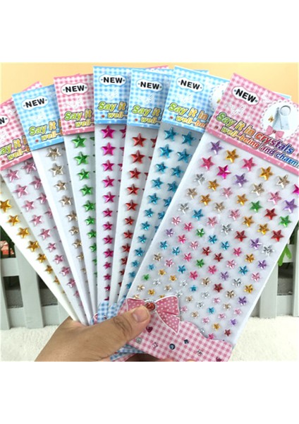 Yeşil Stil Farklı Boyutlar, Karışık Renkler Kristal Akrilik Beş Köşeli Yıldız Çıkartmalar Çocuk Oyuncakları Kendinden Yapışkanlı Rhinestones Çıkartması Çocuklar (Yurt Dışından) fiyatları