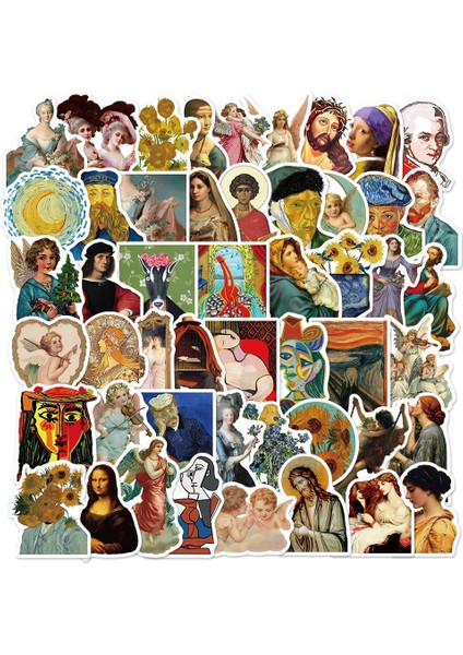 50 Adet Sanat Tarzı Adet Ünlü Eserler Sanat Etiketler Çıkartması Dizüstü Bavul Dizüstü Kask Bagaj Bisiklet Gitar Estetik Etiket Su Geçirmez Pvc (Yurt Dışından) fiyatları