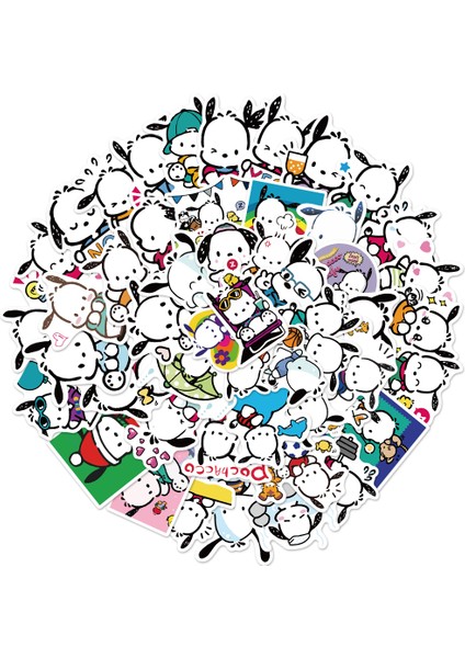 Pochacco-50 Adet Tarzı Kızların Favori Grafiti Çıkartmaları Sopa Kaykay Motosiklet Arabası Kutusu Çıkartmaları Çocuk Karikatür Çıkartmaları Çocuk Oyuncağı (Yurt Dışından)