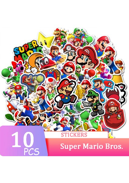 10 Adet Mario Bros Tarzı Adet Mario Bros Çıkartmalar Çizgi Film Oyunu Anime Dizüstü Gitar Kask Pvc Klasik Oyuncak Su Geçirmez Çıkartmaları Çocuk Yılbaşı Hediyeleri (Yurt Dışından)