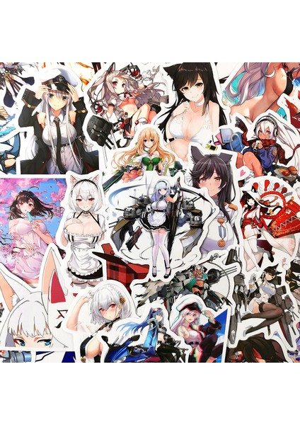 Pengfu Shop Kırmızı Stil Pcspack Azur Lane Karikatür Anime Claexy Kız Waifu Mix Sticker Dizüstü Bisiklet Telefonu Vinil Sticker Çıkartmaları Sticker (Yurt Dışından)