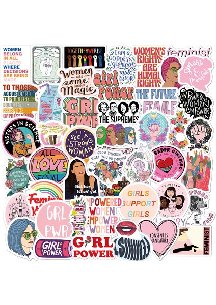 50 Adet Bir Stil Adet Feminist Kız Güç Etiketler Buzdolabı Için Kadın Hakları Dıy Bavul Dizüstü Araba Kaykay Albümü Motosiklet (Yurt Dışından) modelleri