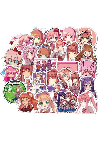 Kalp Atış Edebiyat Bölümü Monica Japon Anime Grafiti Çıkartmaları Bavul Araba Çıkartmaları Su Geçirmez Diy Karikatür (Yurt Dışından)