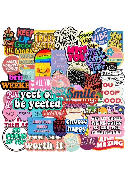 50 Adet Bir Stil Adet Motivasyonel Alıntılar Çıkartmalar Dizüstü Bavul Grafiti Kaykay Telefon Ilham Verici Ifadeler Sticker Ingilizce Çıkartması (Yurt Dışından)