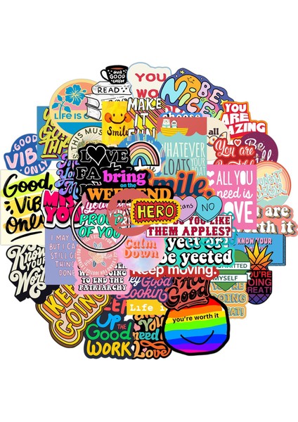 50 Adet Bir Stil Adet Motivasyonel Alıntılar Çıkartmalar Dizüstü Bavul Grafiti Kaykay Telefon Ilham Verici Ifadeler Sticker Ingilizce Çıkartması (Yurt Dışından) fiyatları