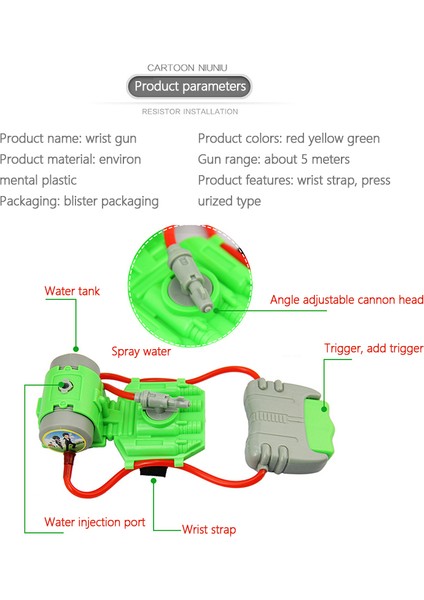 02 Kırmızı Stil Su Tabancası Oyuncaklar Eğlenceli Sprey Bilek Elde Tutulan Çocuk Açık Plaj Oyun Su Oyuncak Ebeveyn-Çocuk Etkileşimi El Su Tabancası (Yurt Dışından)