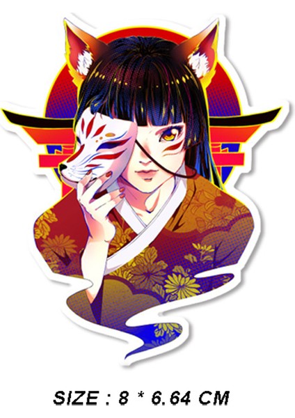 K Küçük Boyut Stili Maske Tilki Samuray Kız Araba Çıkartmaları Dizüstü Çıkartmaları Vinil Pegatinas Kask Sürahi Bagaj Duvar Dolabı Için Su Geçirmez 3 M Mat (Yurt Dışından)