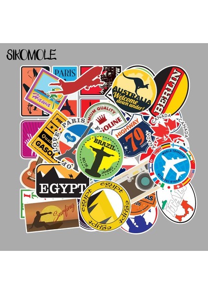 50 ADET-0012 Tarzı Adet Karikatür Seyahat Haritası Ülke Ünlü Logo Çıkartmaları Gitar Bagaj Bavul Dıy Klasik Oyuncak Çocuk F5 Için Çıkartma (Yurt Dışından) modelleri