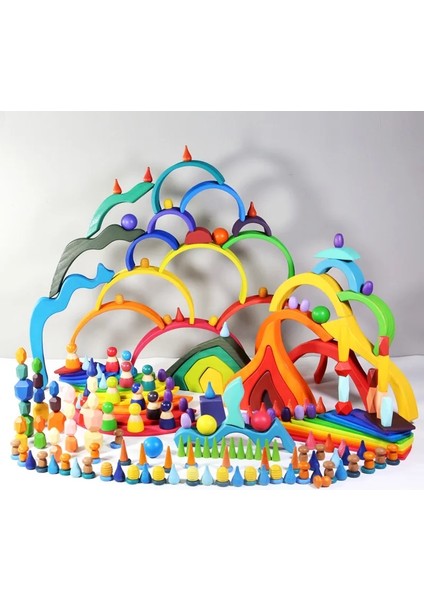 Gökkuşağı Blokları Stili Bebek Oyuncakları Gökkuşağı Yapı Taşları Çocuklar Için Ahşap Oyuncaklar Yaratıcı Gökkuşağı Istifleyici Montessori Çocuklar Için Eğitici Oyuncak (Yurt Dışından)