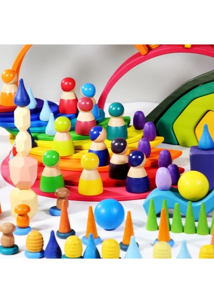 Gökkuşağı Blokları Stili Bebek Oyuncakları Gökkuşağı Yapı Taşları Çocuklar Için Ahşap Oyuncaklar Yaratıcı Gökkuşağı Istifleyici Montessori Çocuklar Için Eğitici Oyuncak (Yurt Dışından)
