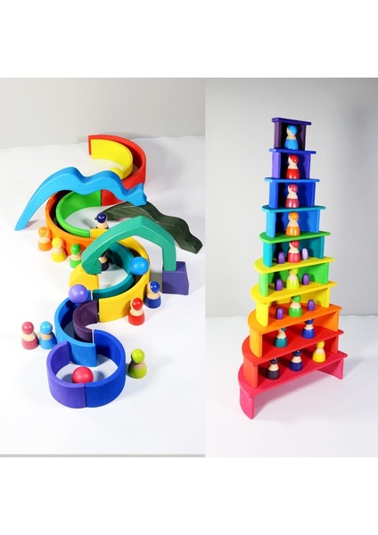 Gökkuşağı Blokları Stili Bebek Oyuncakları Gökkuşağı Yapı Taşları Çocuklar Için Ahşap Oyuncaklar Yaratıcı Gökkuşağı Istifleyici Montessori Çocuklar Için Eğitici Oyuncak (Yurt Dışından)