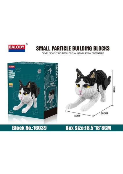 16038KUTU Stili ile M Beden Balody Sevimli Karikatür Kedi Yapı Taşları Elmas Tuğlalar Kara Kedi Modeli Eğitici Oyuncaklar Çocuklar Kız Hediyeleri (Yurt Dışından)