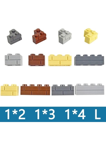 Gri 1x3 100PCS Tarzı Dıy Yapı Taşları Duvar Figürleri Tuğlalar Kalın 1x2 1x3 1x4 L Nokta Moc Şehir Inşaat Oyuncakları Ile Uyumlu Boyut (Yurt Dışından)