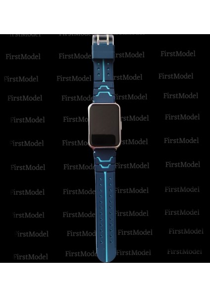 Huawei Watch Fit Uyumlu Renkli Silikon Kordon Pim Çevirici Aparatı ile Birlikte Mavi Düz