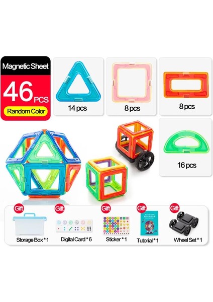 46 Adet Tarzı Adet 3D Manyetik Yapı Taşları Mıknatıs Oluşturucu Blok Inşaat Seti Oyuncaklar Çocuklar Için Hediyeler Oyun Yaratıcılık Eğitici (Yurt Dışından)
