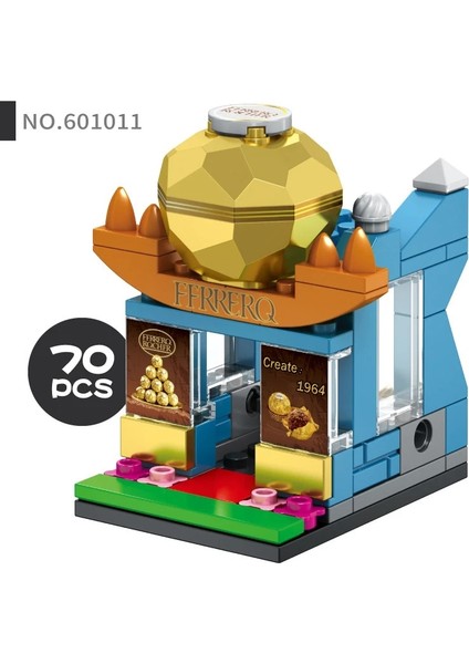 NO.601011 Stili Moc Sokak Görünümü Şehir Serisi Içecek Kahve Fast Food Pizza Ayakkabı Mağazası Model Bakkallar Yapı Taşları Set Oyuncaklar Çocuklar (Yurt Dışından)