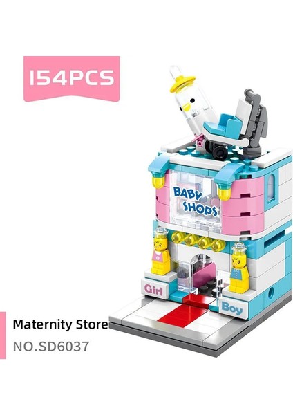 NO.601011 Stili Moc Sokak Görünümü Şehir Serisi Içecek Kahve Fast Food Pizza Ayakkabı Mağazası Model Bakkallar Yapı Taşları Set Oyuncaklar Çocuklar (Yurt Dışından)