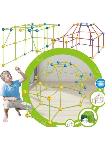 87 Adet Çadır Tarzı Yok Çocuklar Inşaat Kalesi Yapı Seti Kaleler Tüneller Çadır Seti Dıy 3D Magination Oyun Evi Oyuncaklar Çocuk Hediyeleri Birleştirin (Yurt Dışından)