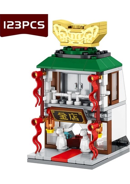 NO.6094 Stili Moc Sokak Görünümü Şehir Serisi Içecek Kahve Fast Food Pizza Ayakkabı Mağazası Model Bakkallar Yapı Taşları Set Oyuncaklar Çocuklar (Yurt Dışından)