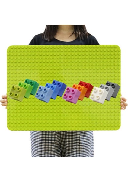 L768 Nokta Beyaz Stili Büyük Boy Duploed Taban Plakası Büyük Taban Yapı Taşları 16*32 Nokta 51*25.5cm Uyumlu Duploed Hayvanlar Oyuncaklar Büyük Taban Plakası (Yurt Dışından)