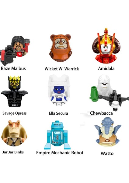 Pengfu Shop PG740 Stili Kavanoz Kavanoz Binks Chewbacca Han Solo Yapı Taşları Jawas Leia Ewoks Amidala Gamorrean Tuğla Şekil Noel Oyuncakları (Yurt Dışından)