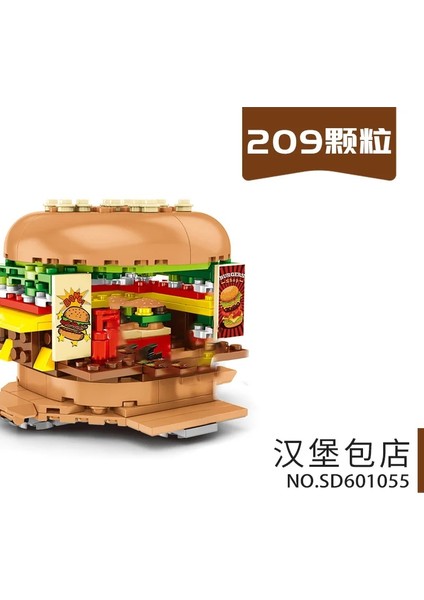 601018 Kutu Stili Yok Paspas Pazarı Sokak Görünümü Model Yapı Taşları Hamburger Restoran Perakende Mağaza Yaratıcı Mimari Arkadaş Kız Şehir Ayarlar (Yurt Dışından)