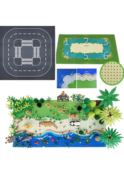 32X32 Mavi Stil Noktalar Nehir Taban Plakası Şehir Blokları Yol Taban Plakaları Klasik Oyuncaklar Juguetes ile Uyumlu Mini Yapı Tuğlaları (Yurt Dışından)