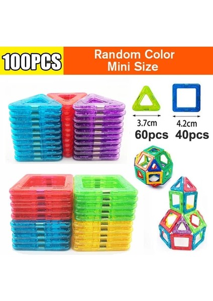 Mini 100 Adet Tarzı 3D Manyetik Oyuncaklar Mıknatıs Tasarımcısı Inşaat Seti Mini ve Büyük Boy Model Yapı Taşları Çocuklar Için Eğitici Oyuncaklar (Yurt Dışından)