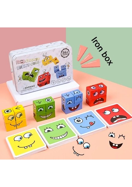Siyah Stil Ahşap Yüz Değiştirme Küp Oyuncaklar Yapı Taşları Karikatür Bulmaca Montessori Yapboz Çocuklar Için Oyuncak Eğitim Kurulu Oyunu Aile Oyuncakları (Yurt Dışından)