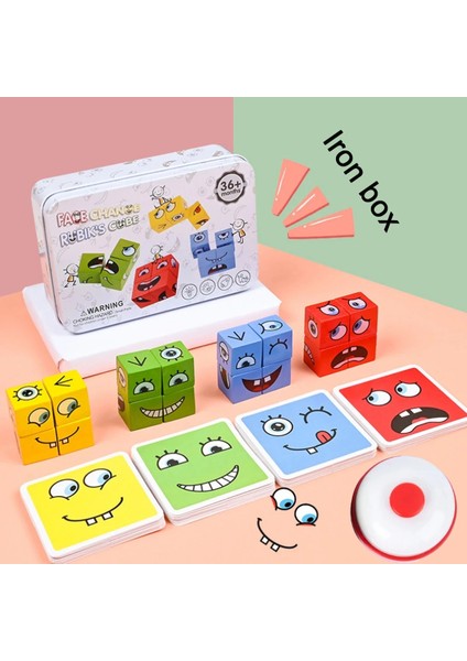 Siyah Stil Ahşap Yüz Değiştirme Küp Oyuncaklar Yapı Taşları Karikatür Bulmaca Montessori Yapboz Çocuklar Için Oyuncak Eğitim Kurulu Oyunu Aile Oyuncakları (Yurt Dışından)