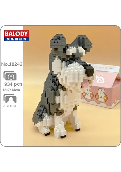 Schnauzer Köpek Stili Balody Doberman Kaniş Dachshund Husky Schnauzer Chowdren Bull Terrier Köpek Hayvan Pet 3D Mini Elmas Bloklar Yapı Oyuncak Kutu Yok (Yurt Dışından)