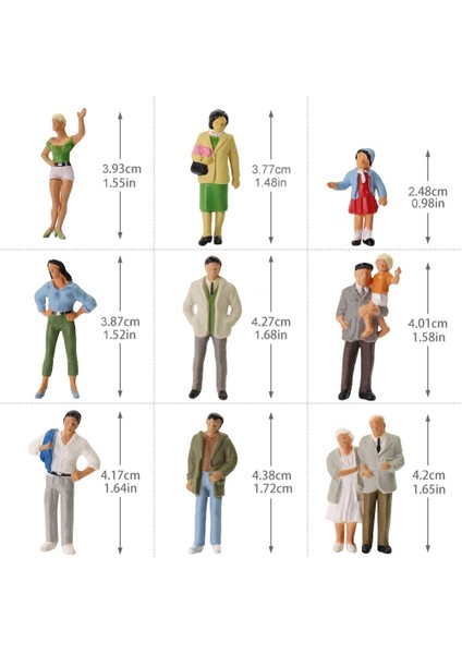 Farklı Pozlar Model Trenler 1:43 O Ölçekli Tüm Ayakta Boyalı Figürler Yolcular Insanlar Model Demiryolu (Yurt Dışından)