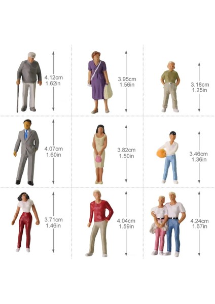 Farklı Pozlar Model Trenler 1:43 O Ölçekli Tüm Ayakta Boyalı Figürler Yolcular Insanlar Model Demiryolu (Yurt Dışından)