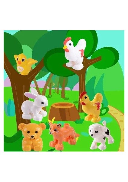 Beyaz Keçi Stili Toplu Çiftlik Hayvanat Bahçesinde Büyük Yapı Taşları Hayvan Montaj Parçaları Aksesuarları Tuğla Modeli Montessori Eğitici Oyuncaklar Çocuklar Için Çocuk (Yurt Dışından) modelleri
