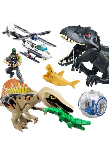 Mini 4 Tarzı 2021 Jurassic Dinozor Figürü Yapı Taşı Oyuncak Dino T-Rex Indoraptor Tyrannosaurus Rex Jiroskop Animal World Park Modeli Tuğla (Yurt Dışından)