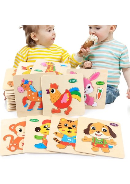 01 Helikopter Tarzı Montessori Ahşap 3D Bulmaca Yapboz Oyuncaklar Çocuklar Için Karikatür Hayvan Araç Ahşap Bulmacalar Zeka Çocuklar Bebek Eğitici Oyuncak (Yurt Dışından)